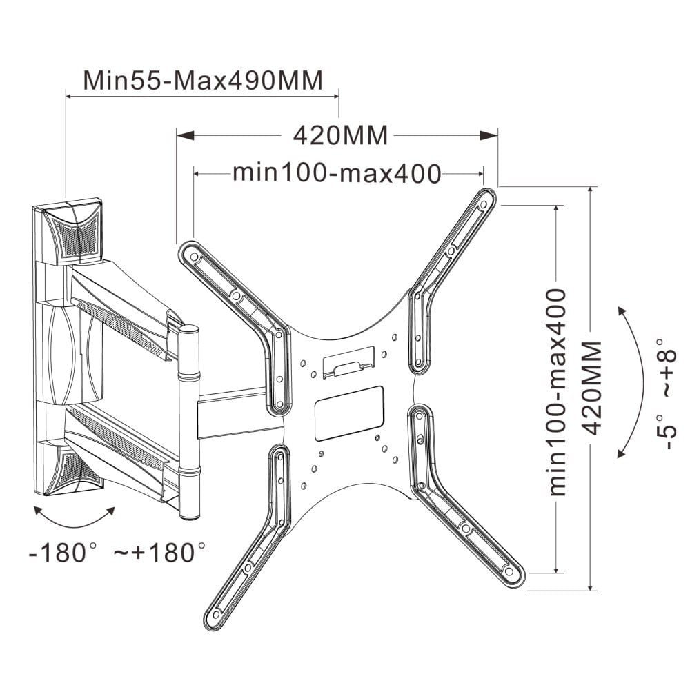 "Techly ICA-PLB 271M Support mural pour TV 25-52"" LED/LCD 40kg pivotant inclinable"