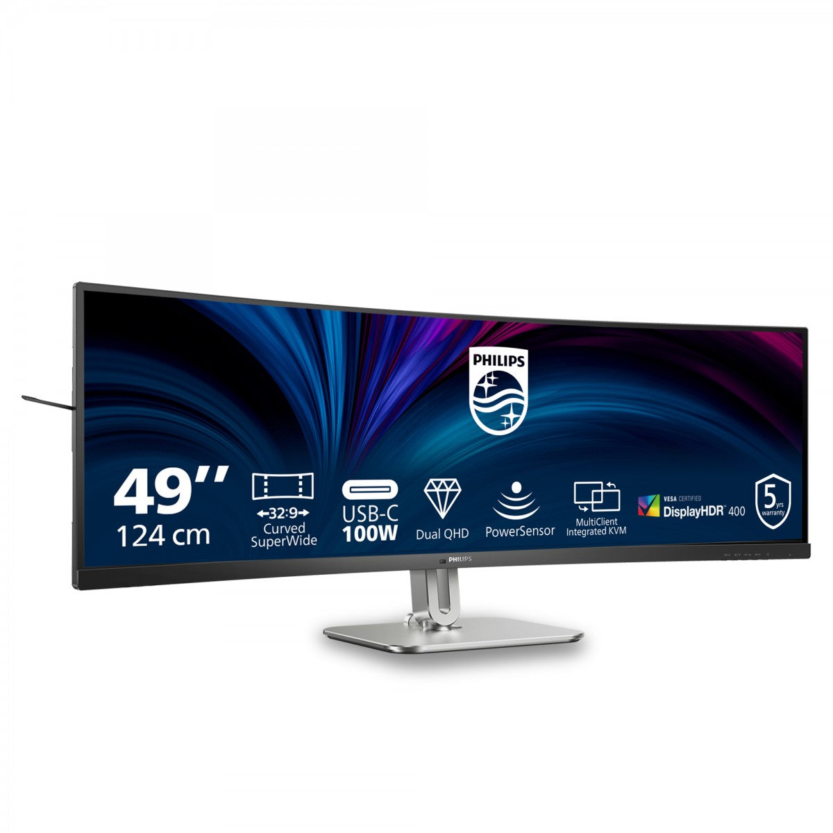 PHILIPS 49B2U5900C/00 48.8p 5120x1440 75Hz VA CURVED H/A 150MM SUPERWIDE USB C DOCKING DISPLAY 100W SmartKVM USB HUB SPEAKERS