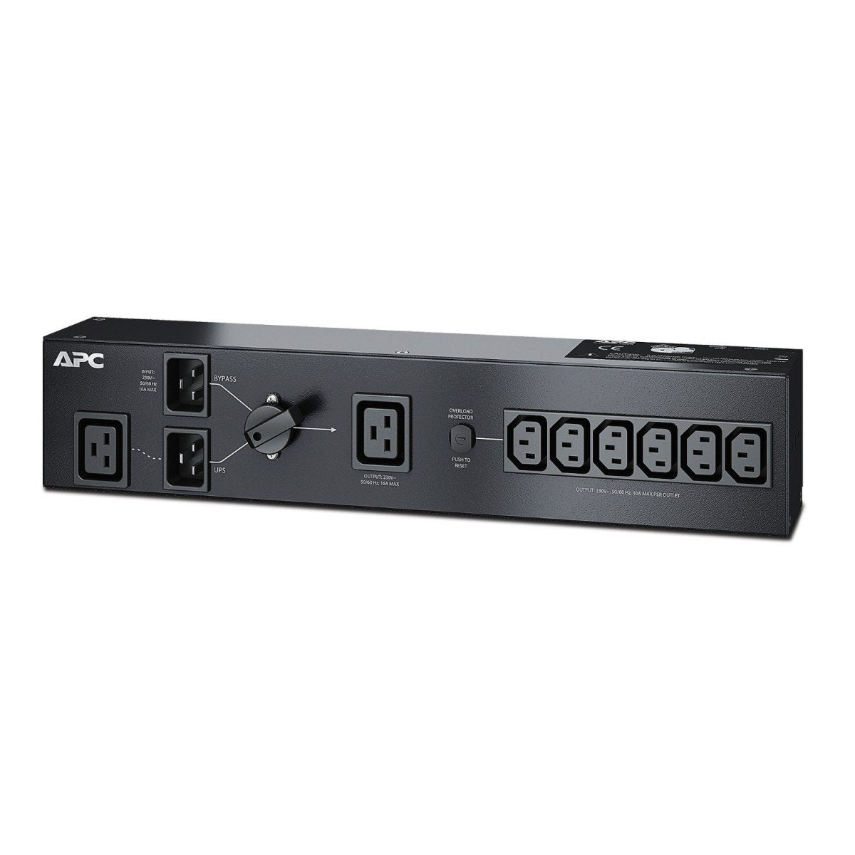 APC Service Bypass Panel Rack AC 230V 3000VA input IEC 60320 C20 output connectors 8 2U Black