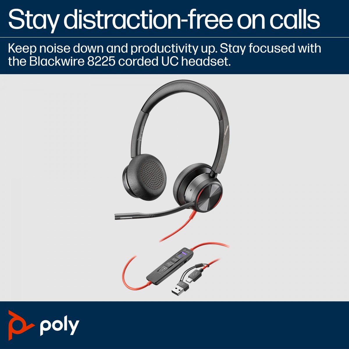 Poly BW 8225 Stereo -M USB-C HS+USB-C/A