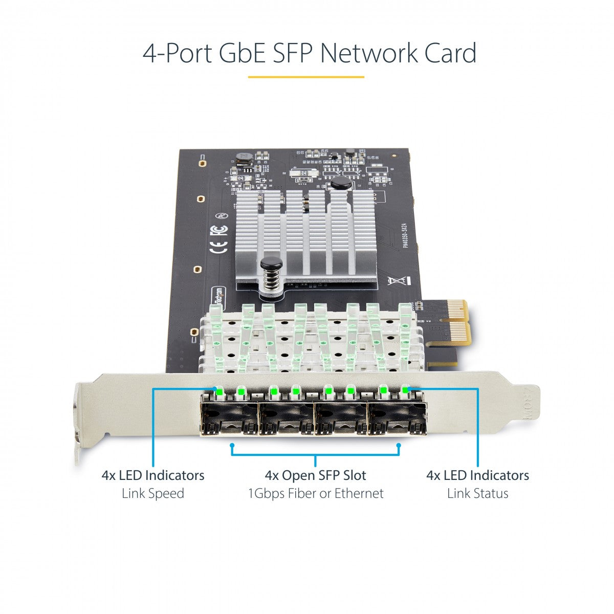 4-Port 1GbE SFP PCIe Network Card NIC