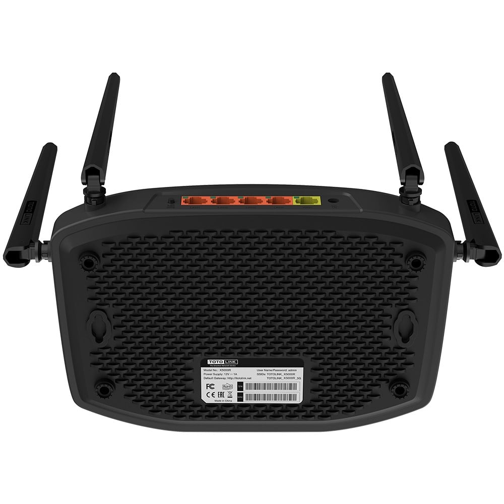 TOTOLINK X5000R AX1800 WIRELESS DUAL BAND GIGABIT ROUTER vlan routeur sans fil Gigabit Ethernet Bi-bande (2,4 GHz / 5 GHz) Noir