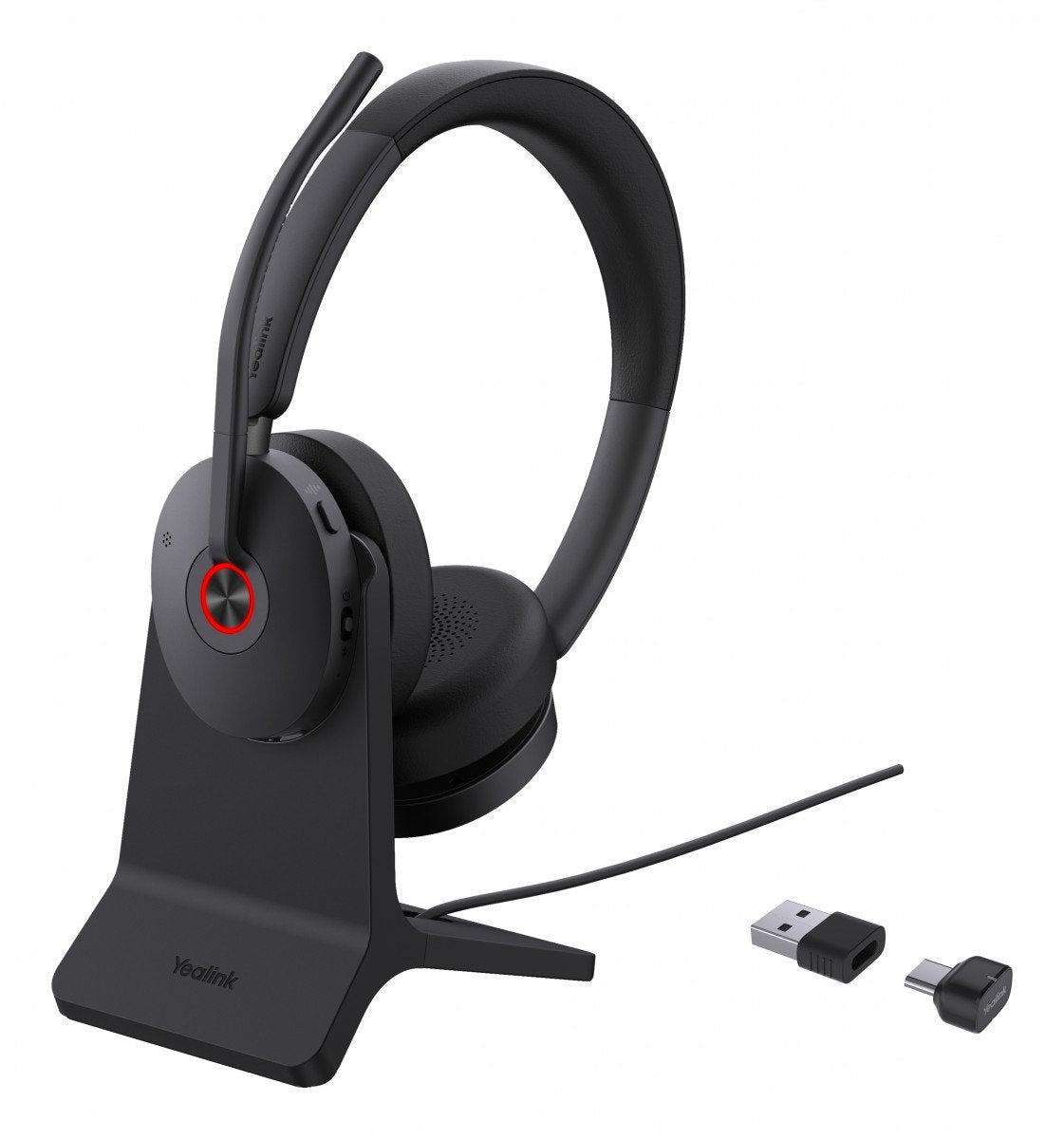 Yealink BH74 + Stand UC USB-C/A Sans fil Arceau Bureau/Centre d'appels USB Type-C / USB Type-A Bluetooth Socle de chargement Noir