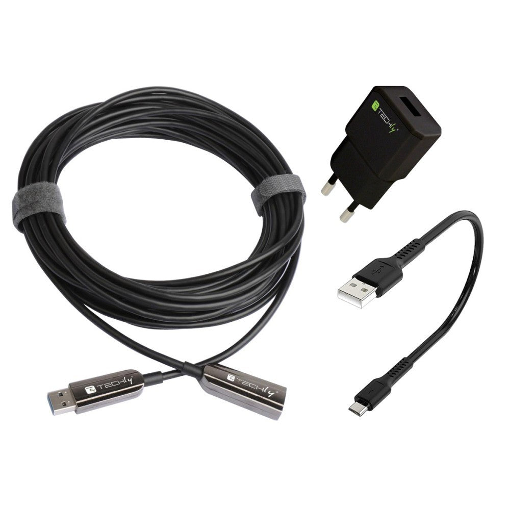 Techly ICOC U3AMF-HY-020 Câble d'extension optique USB 3.0 USB-A mâle vers USB-A femelle 20m