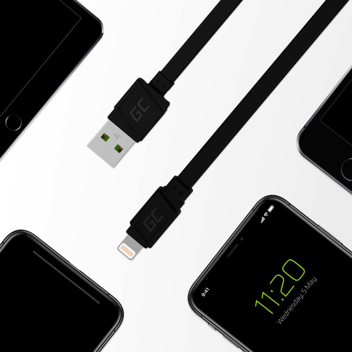 Green Cell KABGC02 câble Lightning 0,25 m Noir