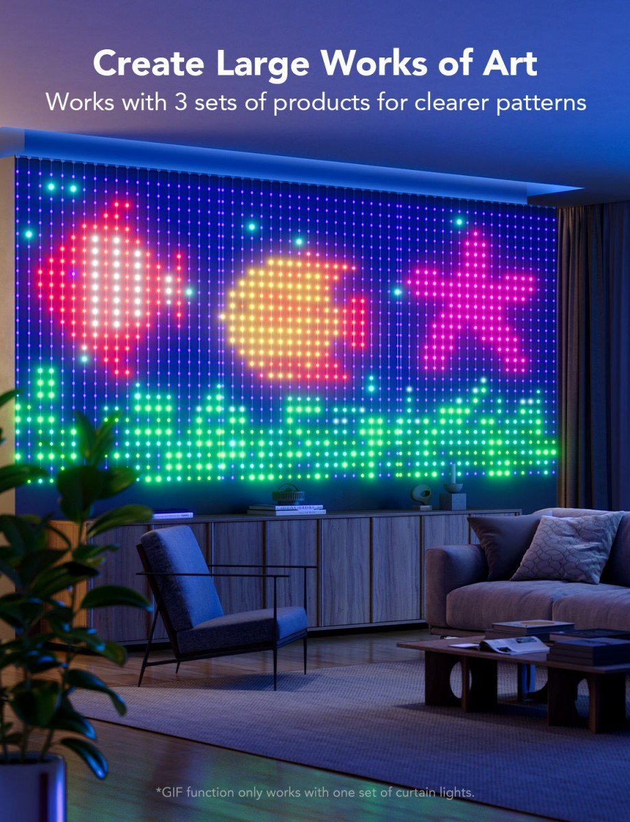 Govee H70B1 Curtain Light | Rideau, lumiere LED | Wi-Fi, Bluetooth, RGBIC, IP65