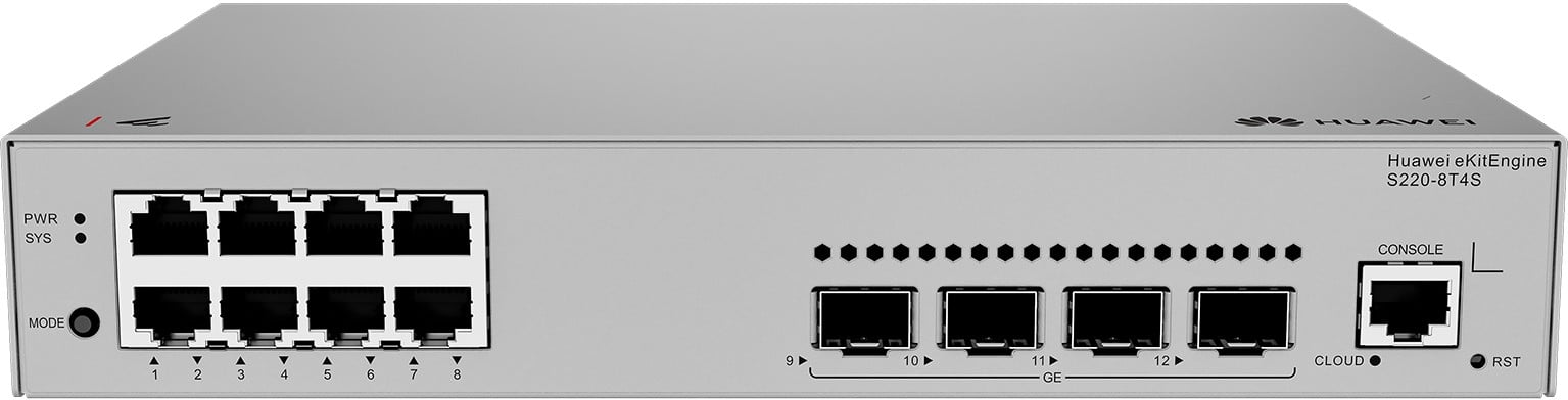 HUAWEI S220-8T4S 8x10/100/1000BASE-T ports 4xGE SFP ports AC power eKit