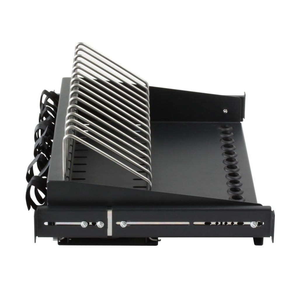 Techly I-CABINET-TRAY14BK Étagere Rack Rétractable pour Appareils Mobiles 14 Emplacements