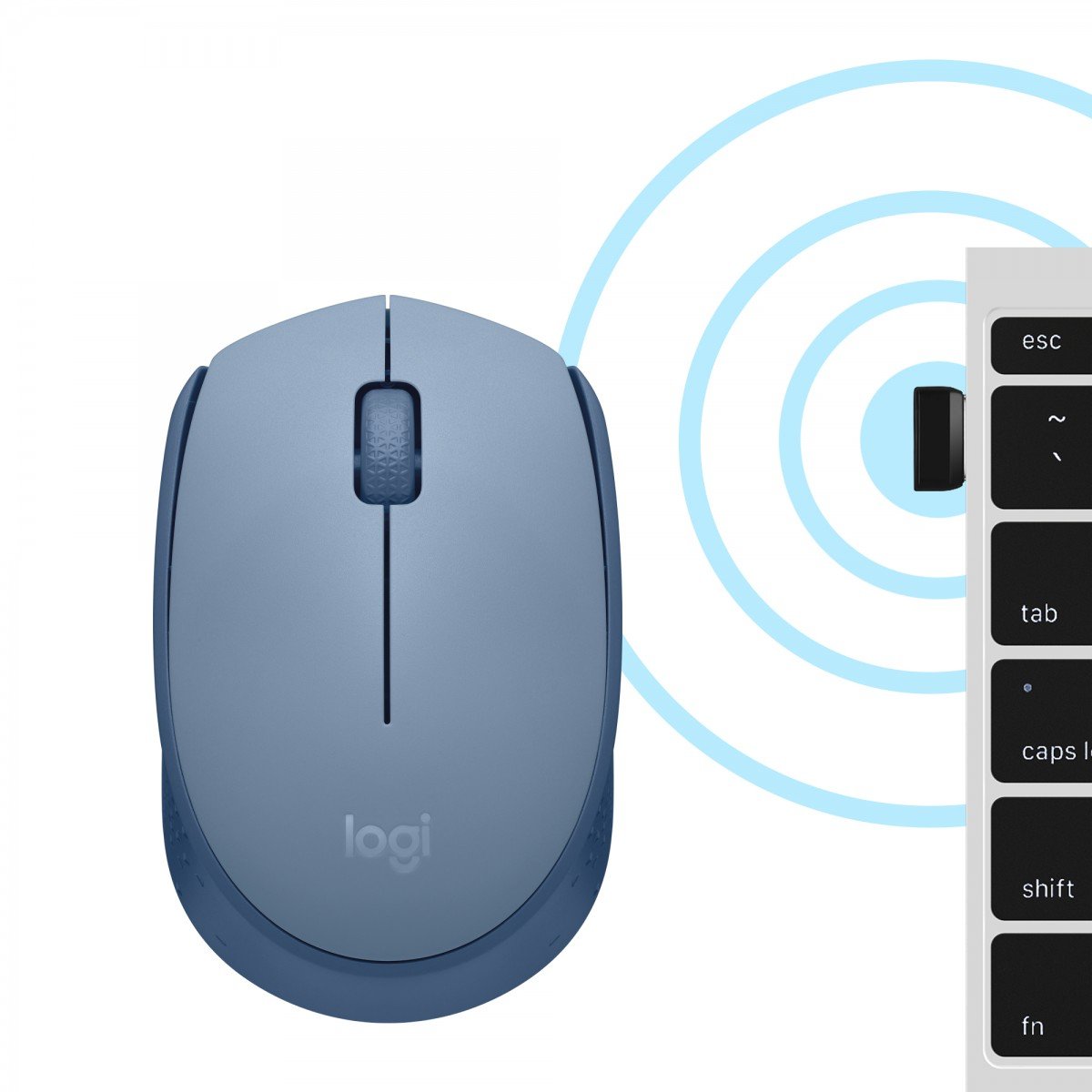 LOGITECH M171 Mouse right and left-handed optical 3 buttons wireless 2.4 GHz USB wireless receiver blue/grey