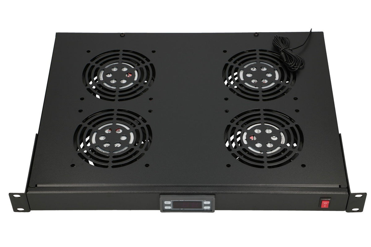 "Extralink 19\"" RACK MOUNT FAN PANEL (4 FANS) WITH THERMOSTAT Panneau ventilation"