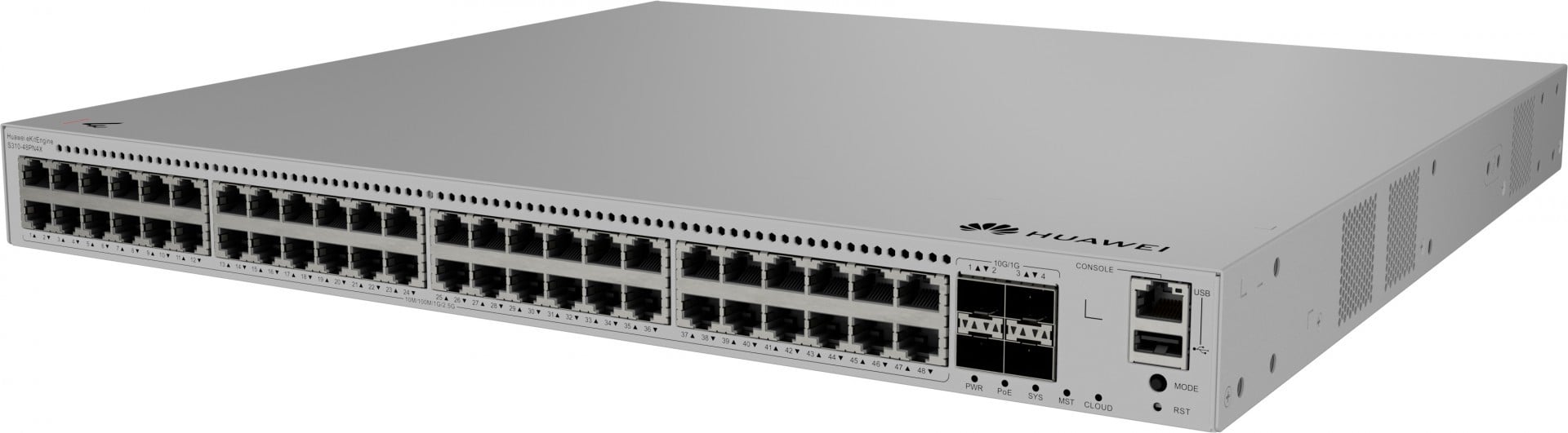 HUAWEI S310-48PN4X 48x10/100/1000/2.5GBASE-T ports 360 W PoE+ 4x10GE SFP+ ports built-in AC power eKit