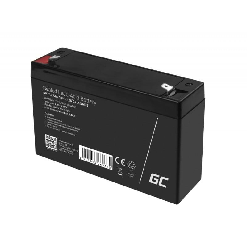 Green Cell Battery AGM VRLA 6V 7.2Ah - Battery - 7.200 mAh