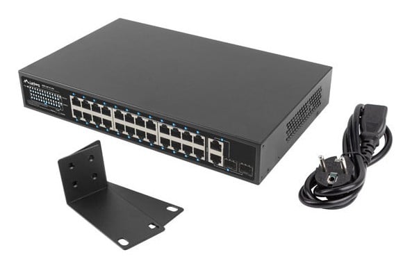 Lanberg RSFE-24P-2C-250 commutateur réseau Non-géré Gigabit Ethernet (10/100/1000) Connexion Ethernet, supportant l'alimentation via ce port (PoE) 1U Noir