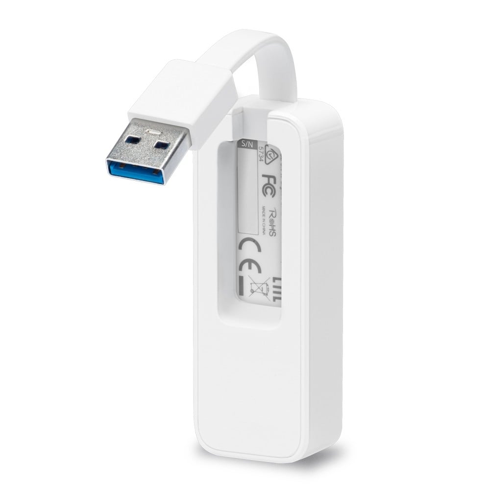 TP-LINK USB 3.0 to Gigabit Ethernet Adapter, 1 port USB 3.0 connector and 1 port Ethernet port