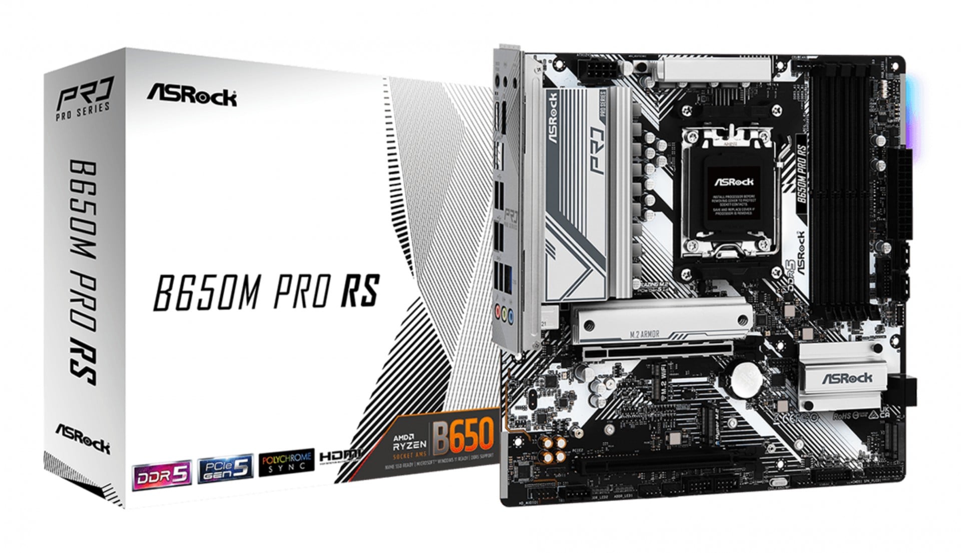 ASRock 90-MXBLP0-A0UAYZ Carte mere B650M Pro RS Micro ATX avec support DDR5