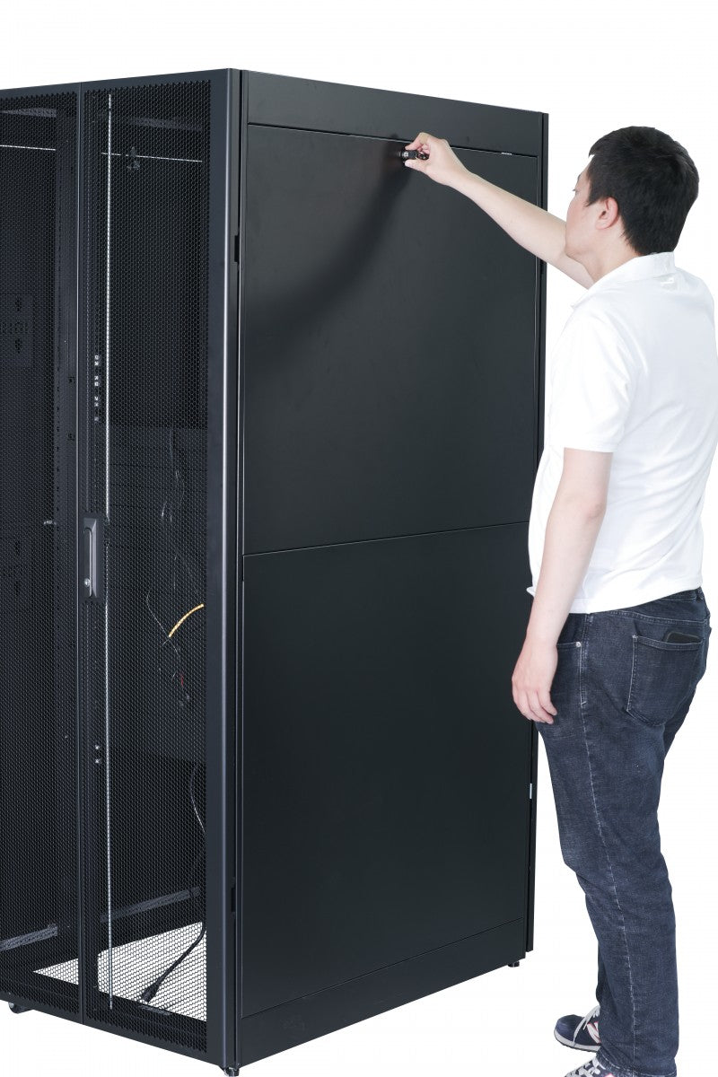 APC Easy Rack 600mm/42U/800mm with Roof Side panel castors feet and 4 Brackets No Bottom black