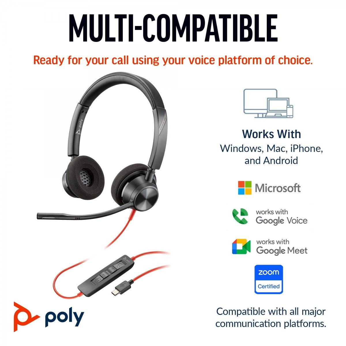 Poly BW 3320 Stereo USB-C HS+USB-C/A