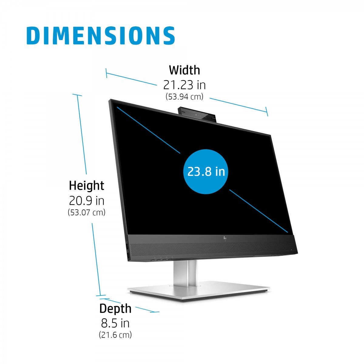 HP Écran de conférence E24mv G4 FHD avec webcam IR 5Mpx 23.8p Moniteur 24 FHD 1920x1080 HDMI VGA USB hub DisplayPort 3/3/0