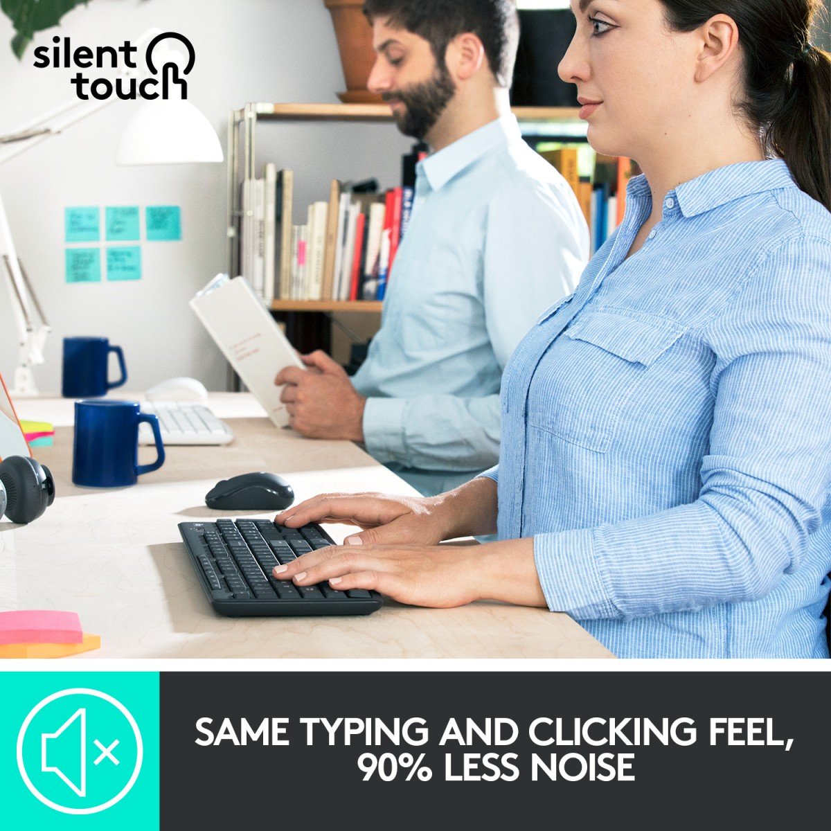 Logitech MK295 Silent clavier Souris incluse Bureau RF sans fil QWERTY US International Graphite