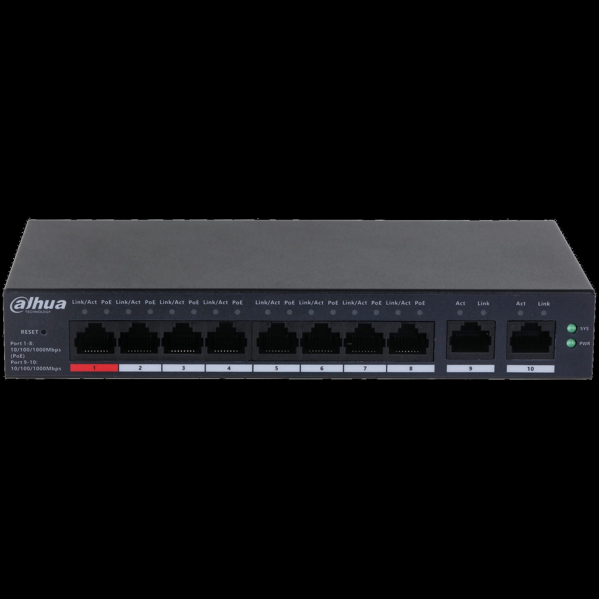 Dahua CS4010-8GT-110 Commutateur Gigabit de Bureau Géré par le Cloud de 10 Ports avec 8 Ports PoE