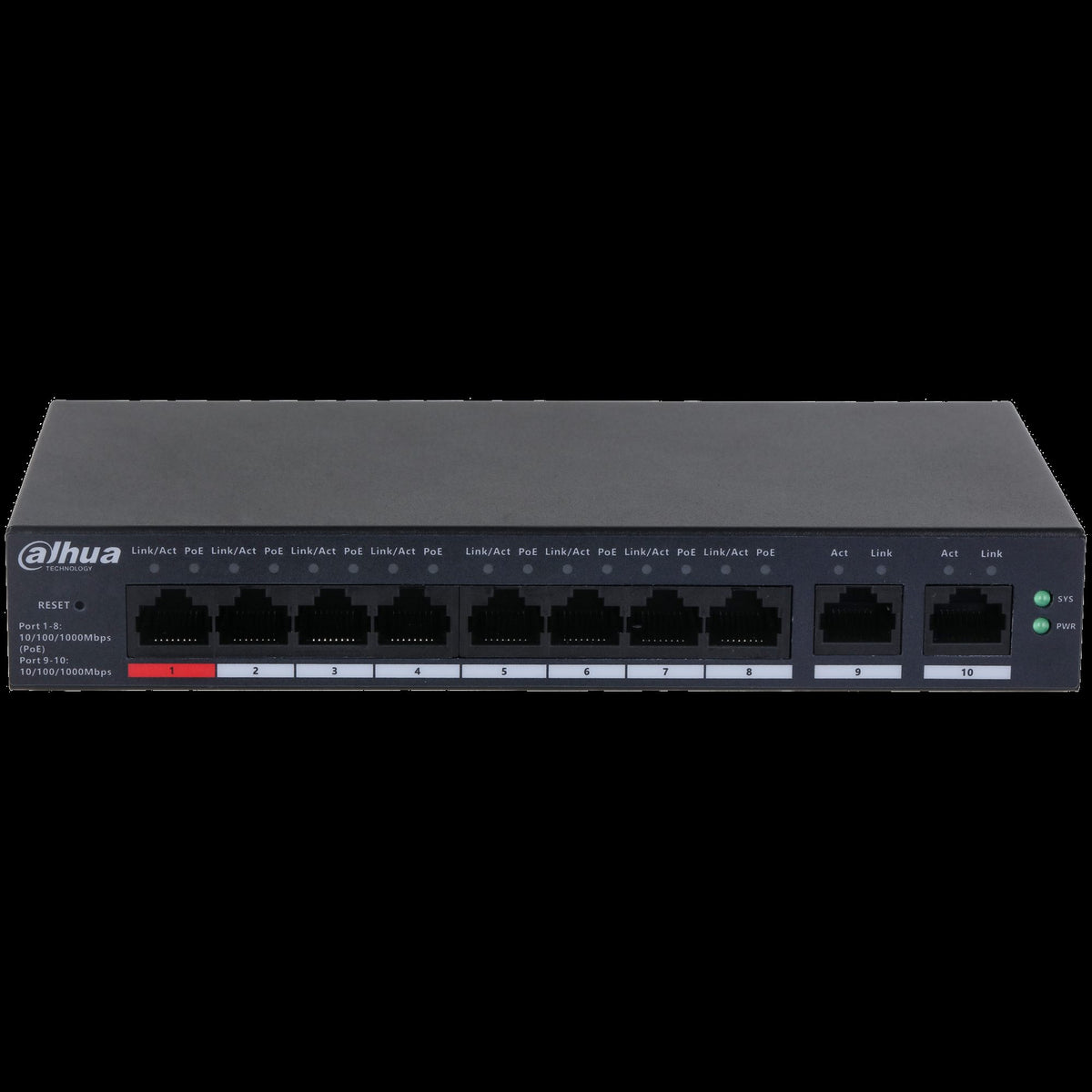 Dahua CS4010-8GT-110 Commutateur Gigabit de Bureau Géré par le Cloud de 10 Ports avec 8 Ports PoE