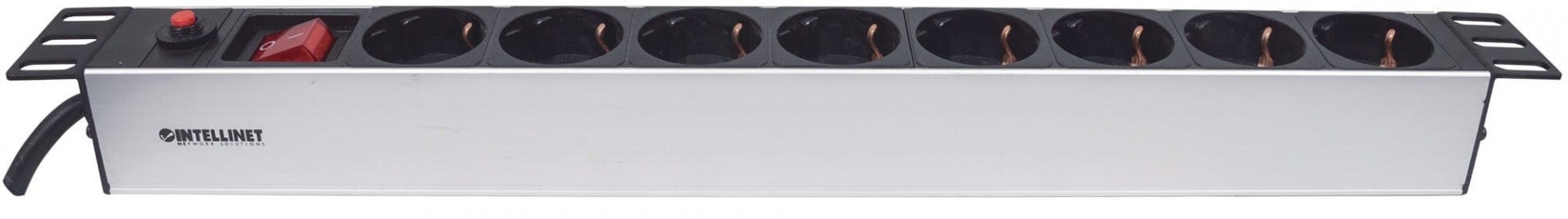 Intellinet 713986 unité de distribution d'énergie 8 sortie(s) CA 1U Aluminium, Noir