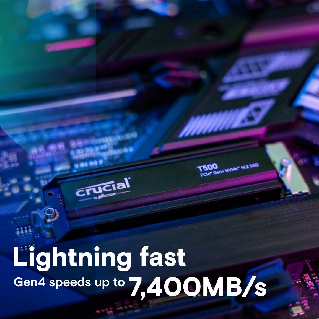 Crucial T500 4TB NVMe M.2 SSD w heatsink