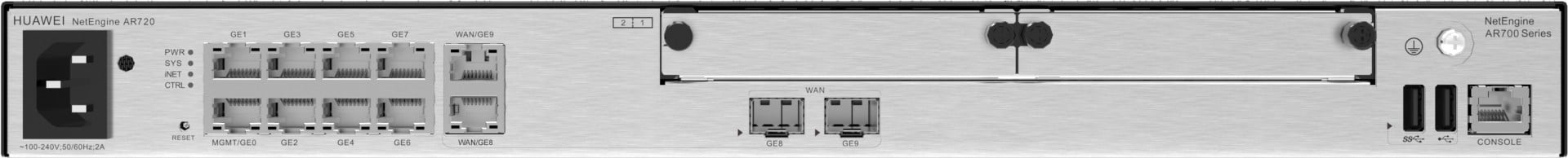 Huawei Router NetEngine AR720, 2*GE combo WAN, 8*GE LAN, 2*USB 2.0, 2*SIC