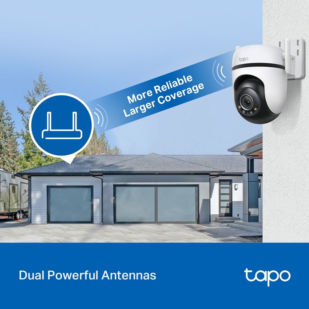 TP-LINK Outdoor Pan/Tilt Security Wi-Fi Camera 2K QHD 2560x1440 2.4GHz 2T2R 2x External Antennas 1x Ethernet Port