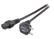 Câble d'alimentation Schuko/IEC C13 droit M/F 1,5 m noir avec verrouillage IEC LOCK