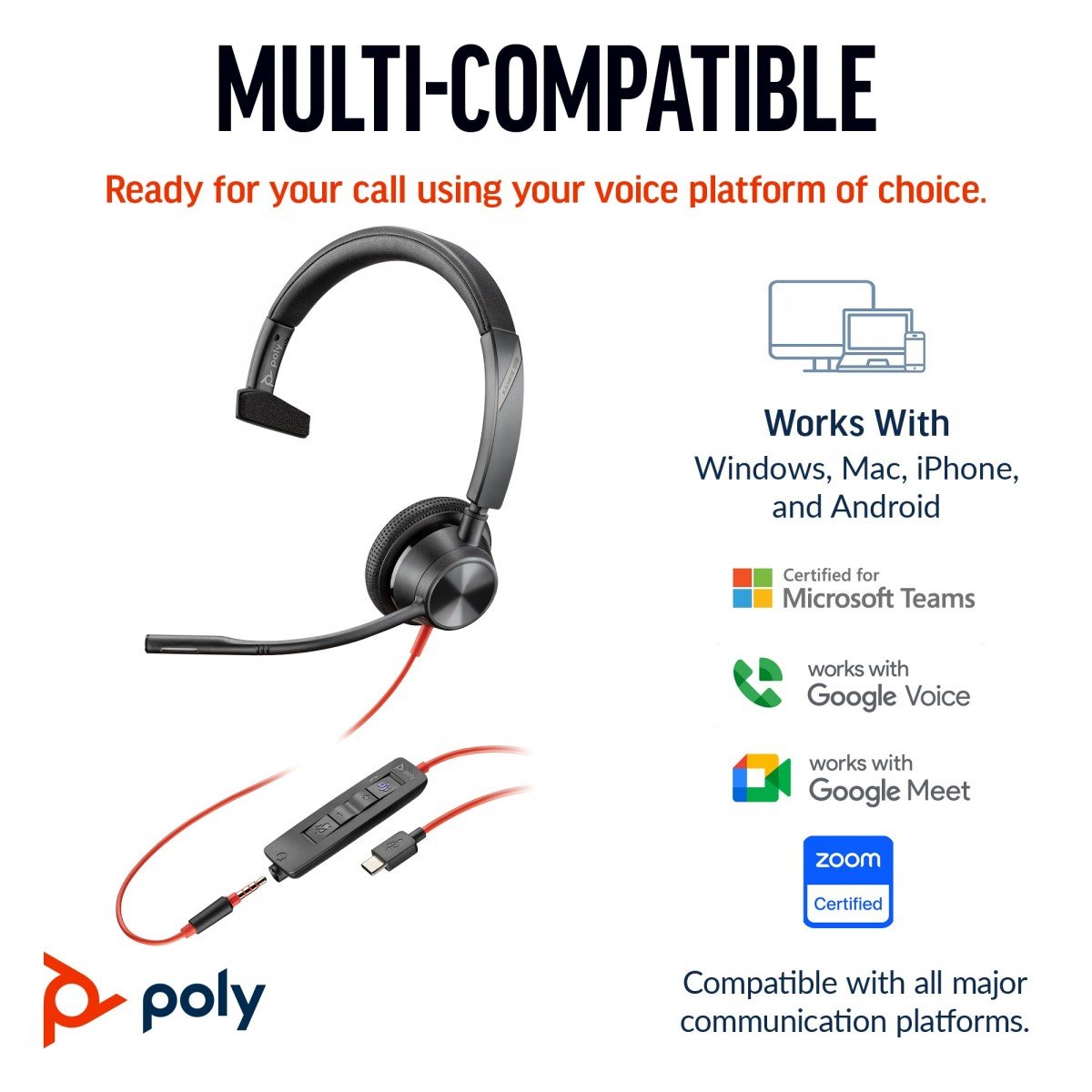 Poly BW 3315 -M USB-C HS+USB-C/A