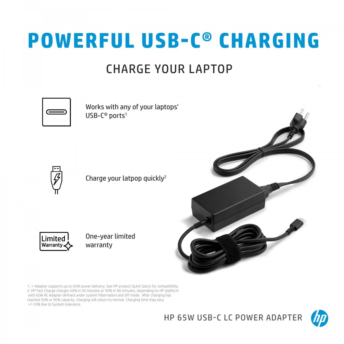 HP 65W USB-C LC Power Adapter EMEA - Euro plug