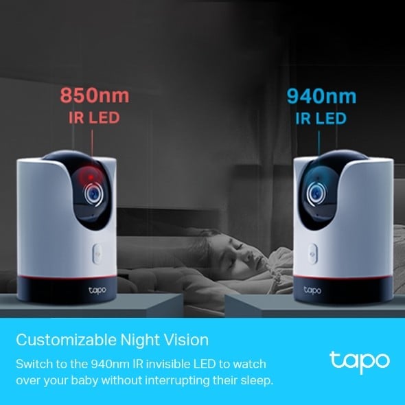 TP-LINK Tapo Pan/Tilt AI Home Security Wi-Fi Camera 2K 2560x1440 4MP Starlight Sensor 2.4GHz Wi-Fi 802.11b/g/n 12V/1A Power Adapter