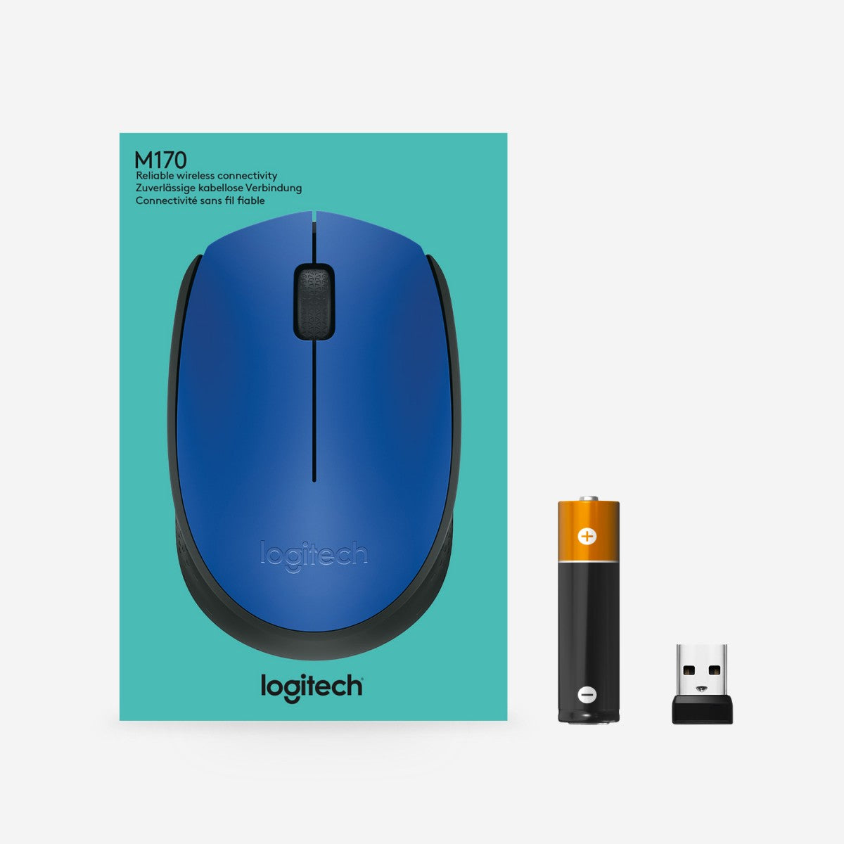 LOGITECH M171 Mouse right and left-handed wireless 2.4 GHz USB wireless receiver black blue