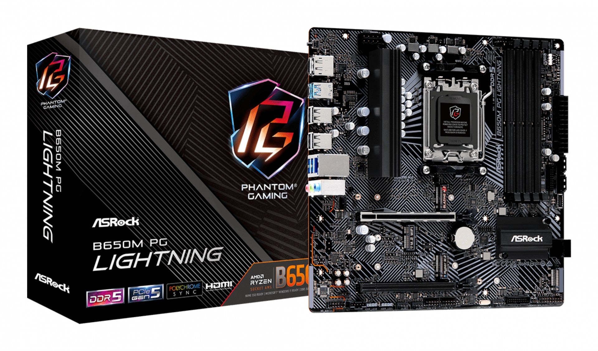 Asrock B650M PG Lightning AMD B650 Emplacement AM5 micro ATX