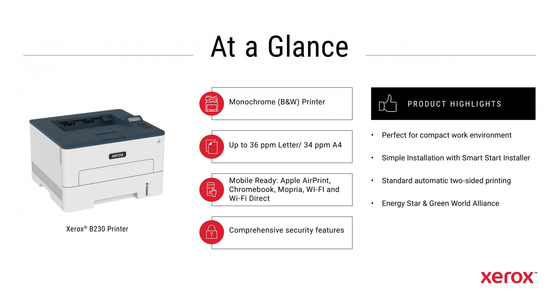 XEROX B230 MONO PRINTER