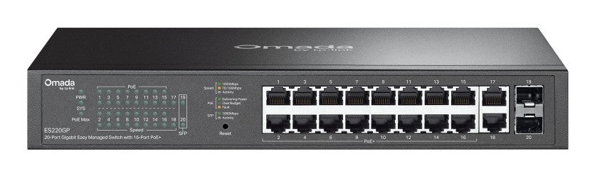 TP-LINK Omada 20-Port Gigabit Easy Managed Switch with 16-Port PoE+