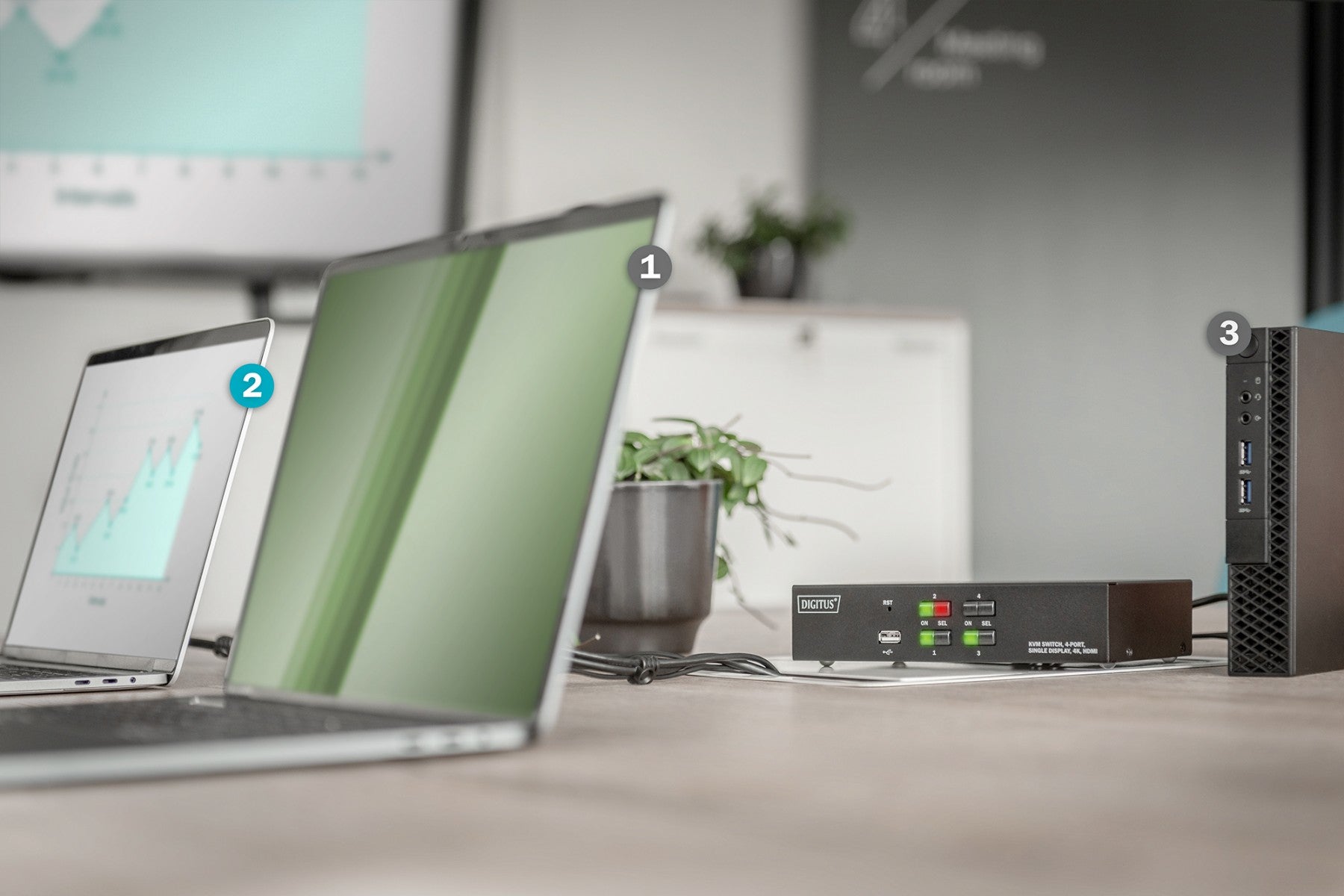 Digitus DS-12880 commutateur écran, clavier et souris Noir