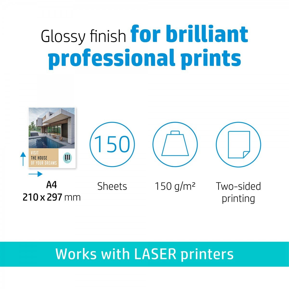 HP 150 Professional glossy paper laser CG965A 150g/m2 A4 150 sheets 1-pack