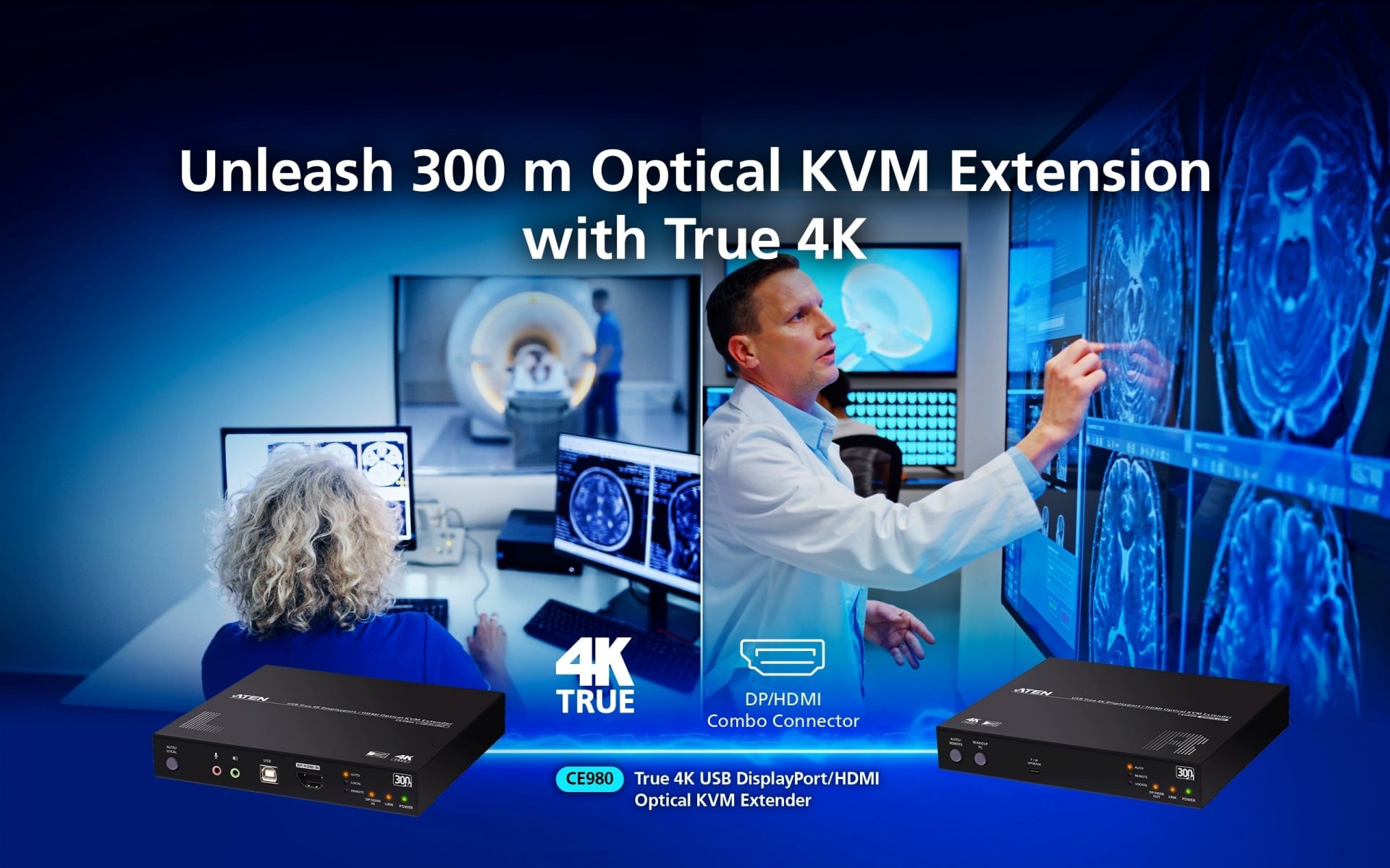 Aten CE980-AT-G HDMI/DP/USB Optique KVM Prolongateur (True 4K@300m)