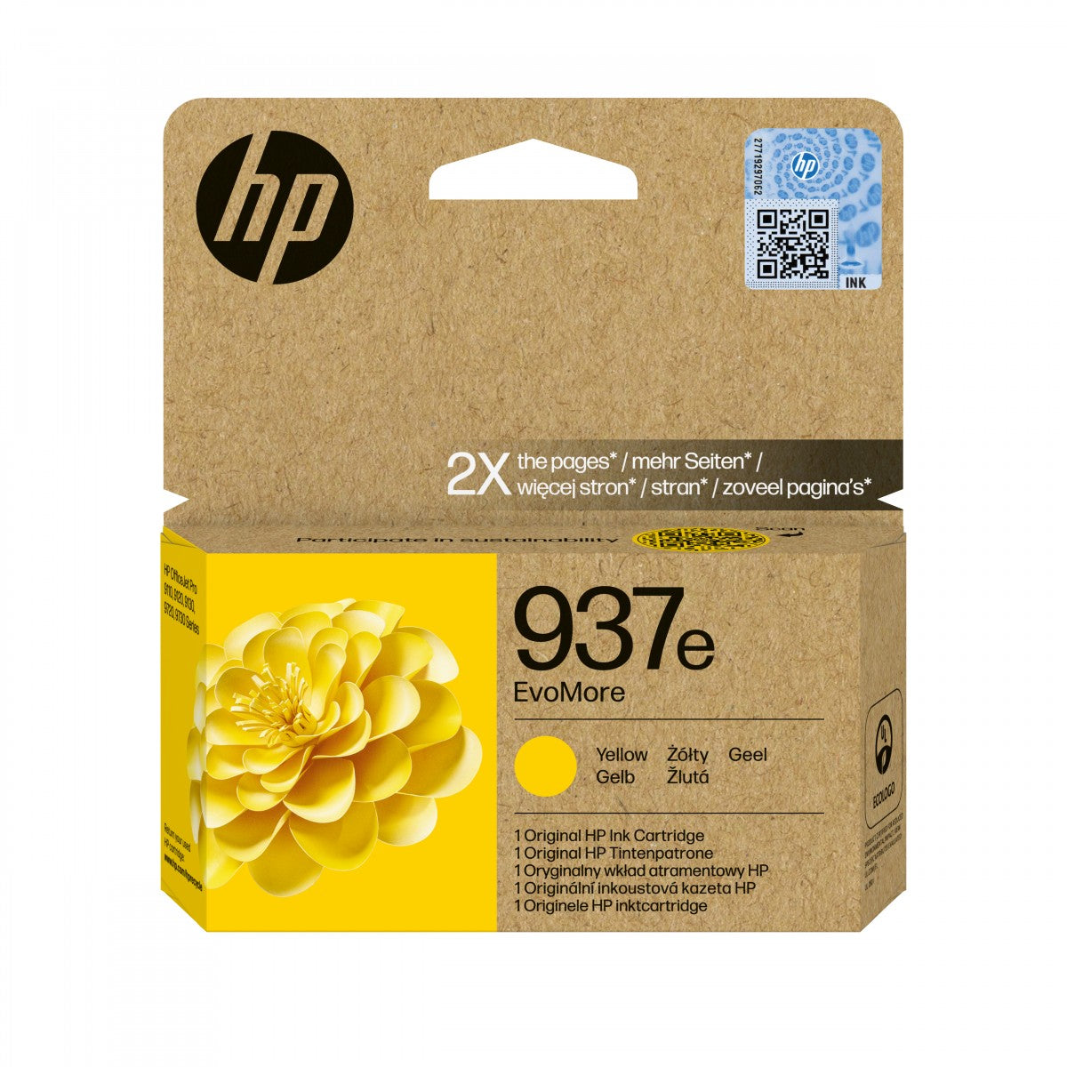 HP 937e EvoMore Yellow Original Ink Cartridge cartouche d'encre 1 piece(s) Rendement élevé (XL)