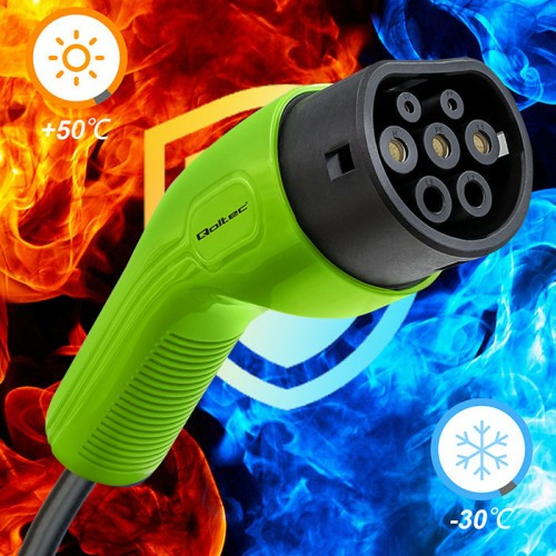 Qoltec 52473 Câble EV Type 2 pour la recharge de voiture | 400V | 11KW | 16A | 5M