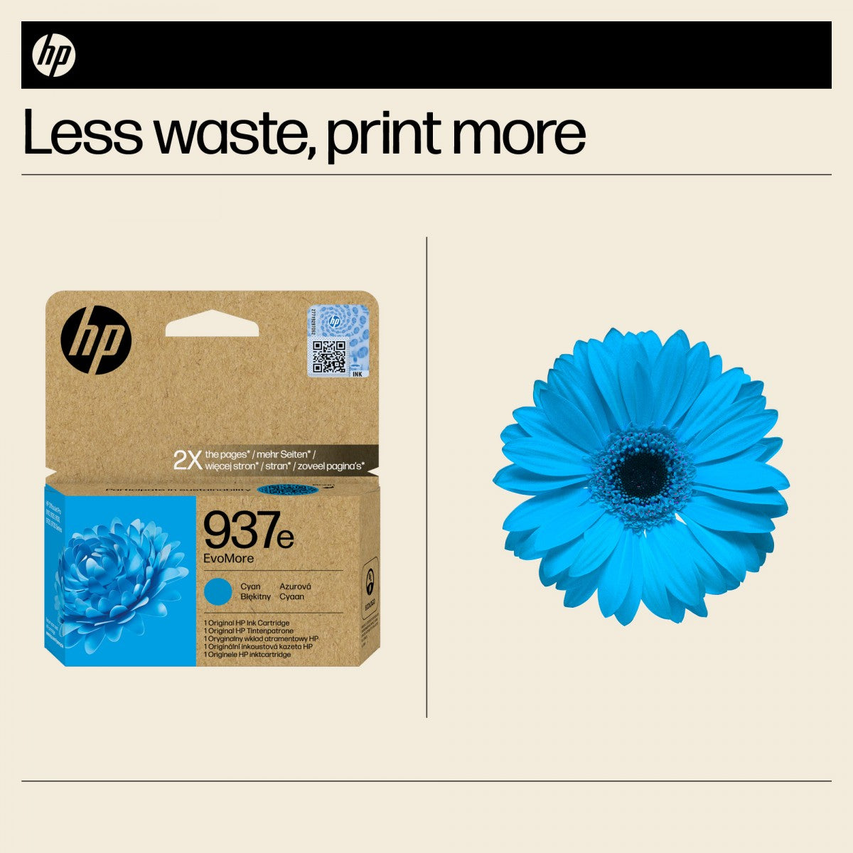 HP 937e EvoMore Cyan Original Ink Cartridge cartouche d'encre 1 piece(s) Rendement élevé (XL)