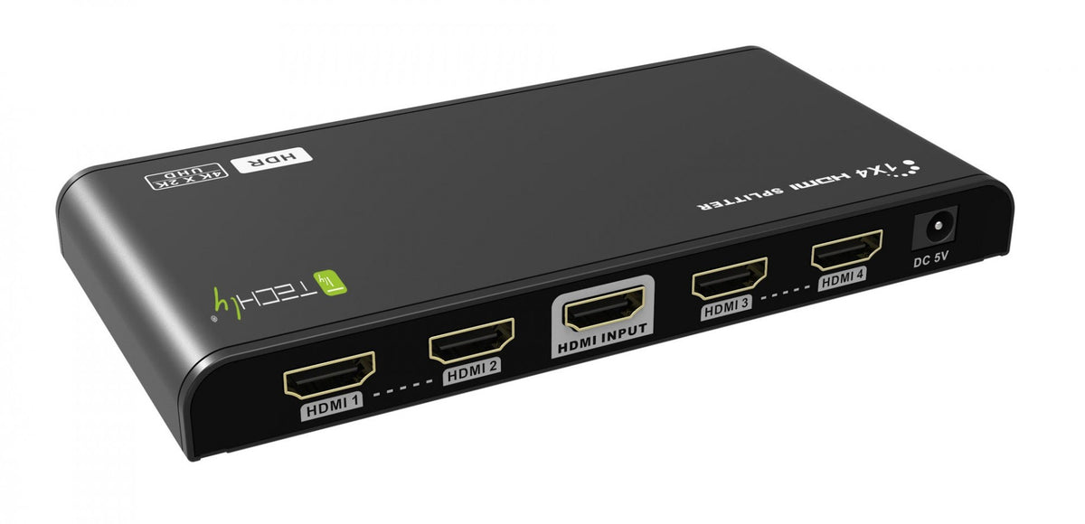 Techly IDATA HDMI2-4K4HDR Répartiteur HDMI 2.0 4K@60Hz 1x4 Actif HDR EDID