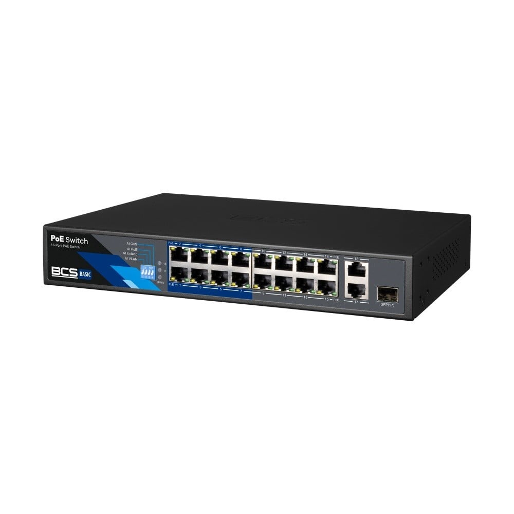 BCS BCS-B-SP1602G-1SFP Commutateur PoE 16 ports avec technologie exPoE 150W