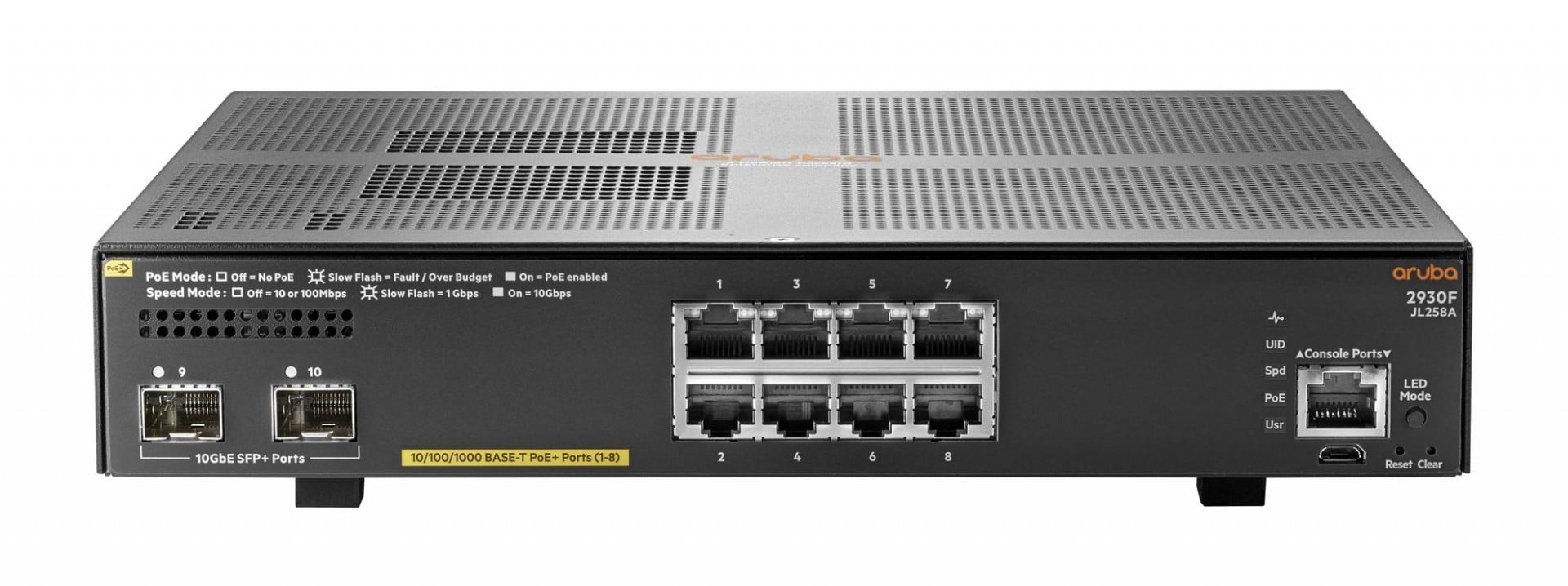 HPE Aruba 2930F 8G PoE+ 2SFP+ Switch Europe English