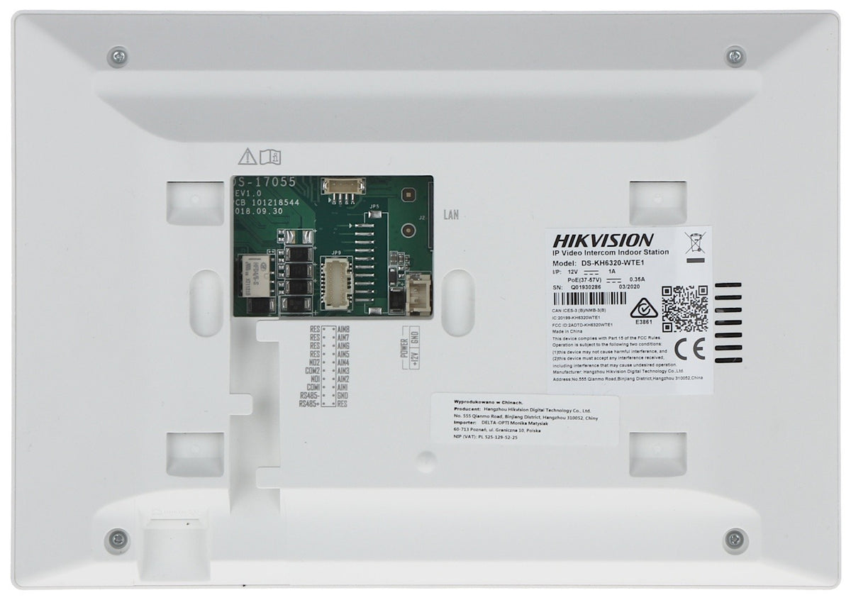Hikvision DS-KH6320-WTE1-W Station intérieure basée sur IP de la série KH6