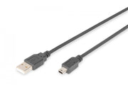 Digitus AK-300108-030-S câble USB USB 2.0 USB A Mini-USB B 0,48 Gbit/s Noir