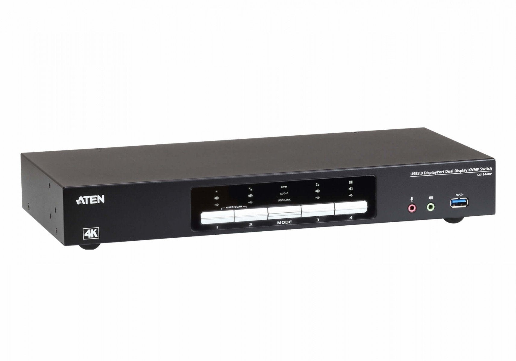 Commutateur KVMP™ deux affichage DisplayPort 4K 4 ports USB 3.0 - 4096 x 2160 pixels - Ethernet/LAN - 4K Ultra HD - 6,125 W - Noir