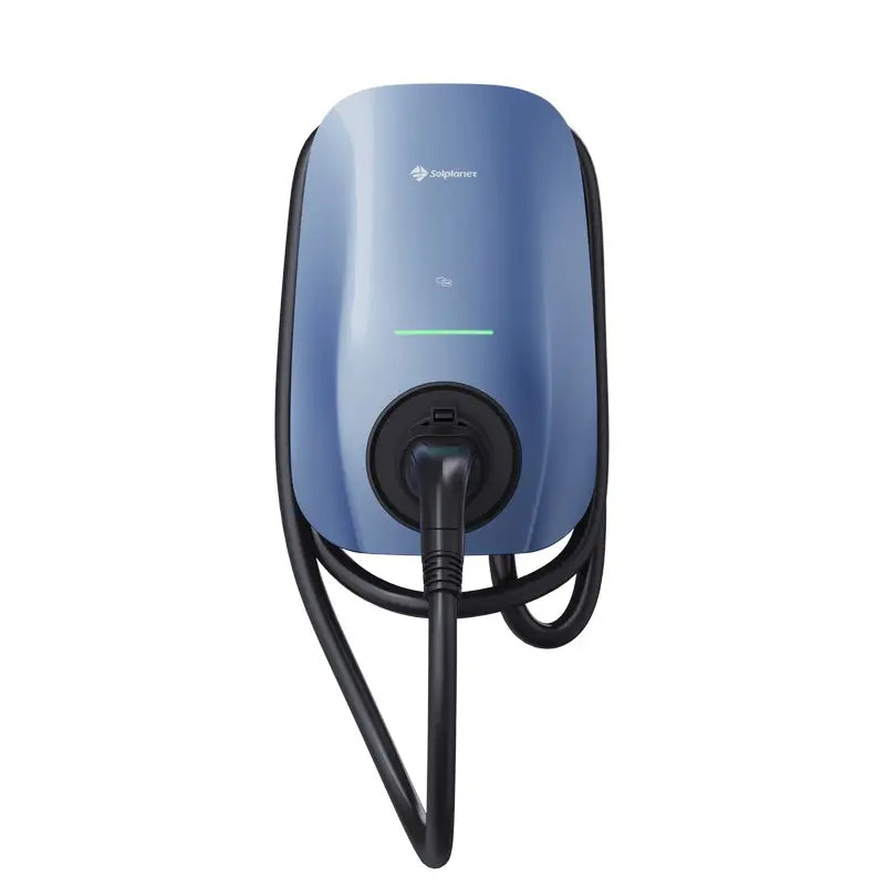 Station de charge EV Solplanet 22 kW, triphasée, NFC, WiFi, Bluetooth, RS485, Type 2, câble de 5 m, Bleu Morandi